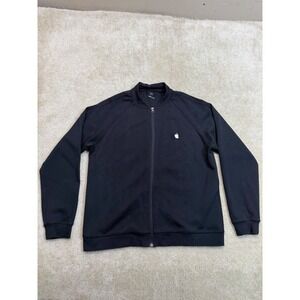 Apple Store Employee Bomber Jacket Mens Medium Black White Logo Full Zip Preppy